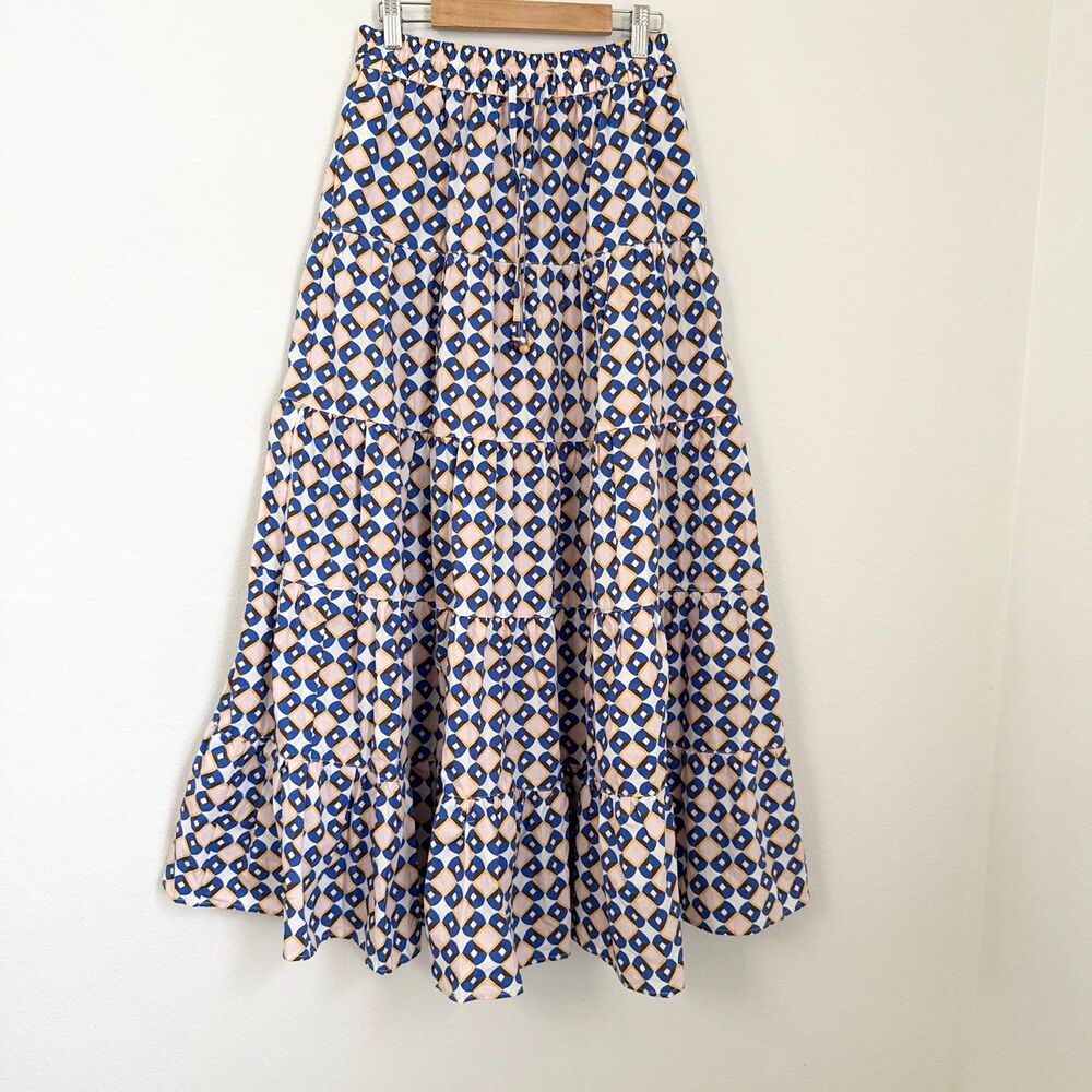 ZARA Geometric Print Maxi Skirt Women’s Size S Pockets Summer Vacation - Picture 5 of 12